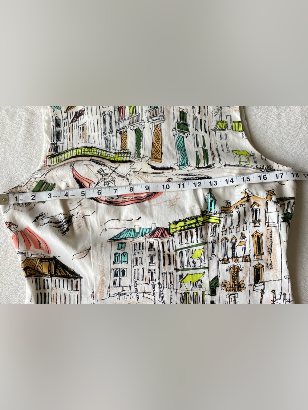 Chetta B Venetian Canal Gondola Print Sleeveless Shift Dress Size 8 - Picture 13 of 15